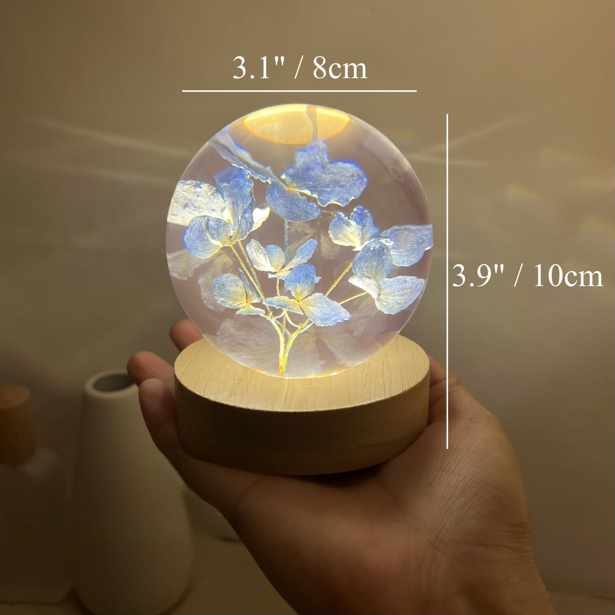 Illuminated Blue Hydrangea Crystal Ball Night Light - Image 2
