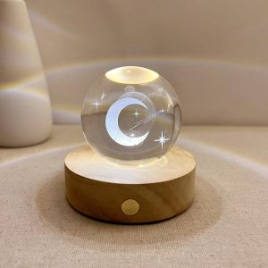 Illuminated Crescent Moon Crystal Ball Night Light