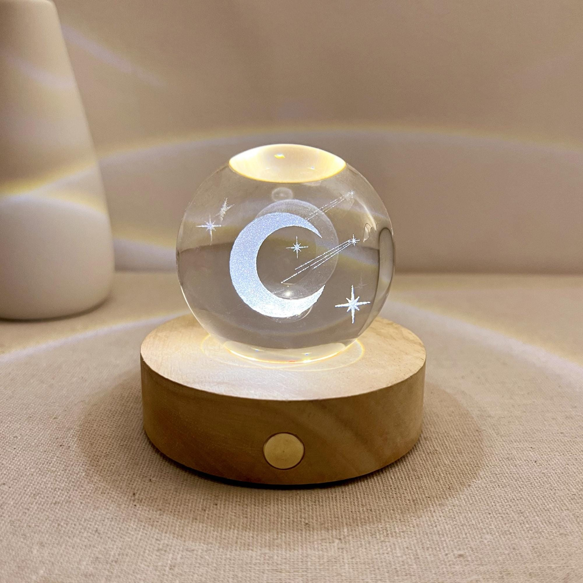 Illuminated Crescent Moon Crystal Ball Night Light