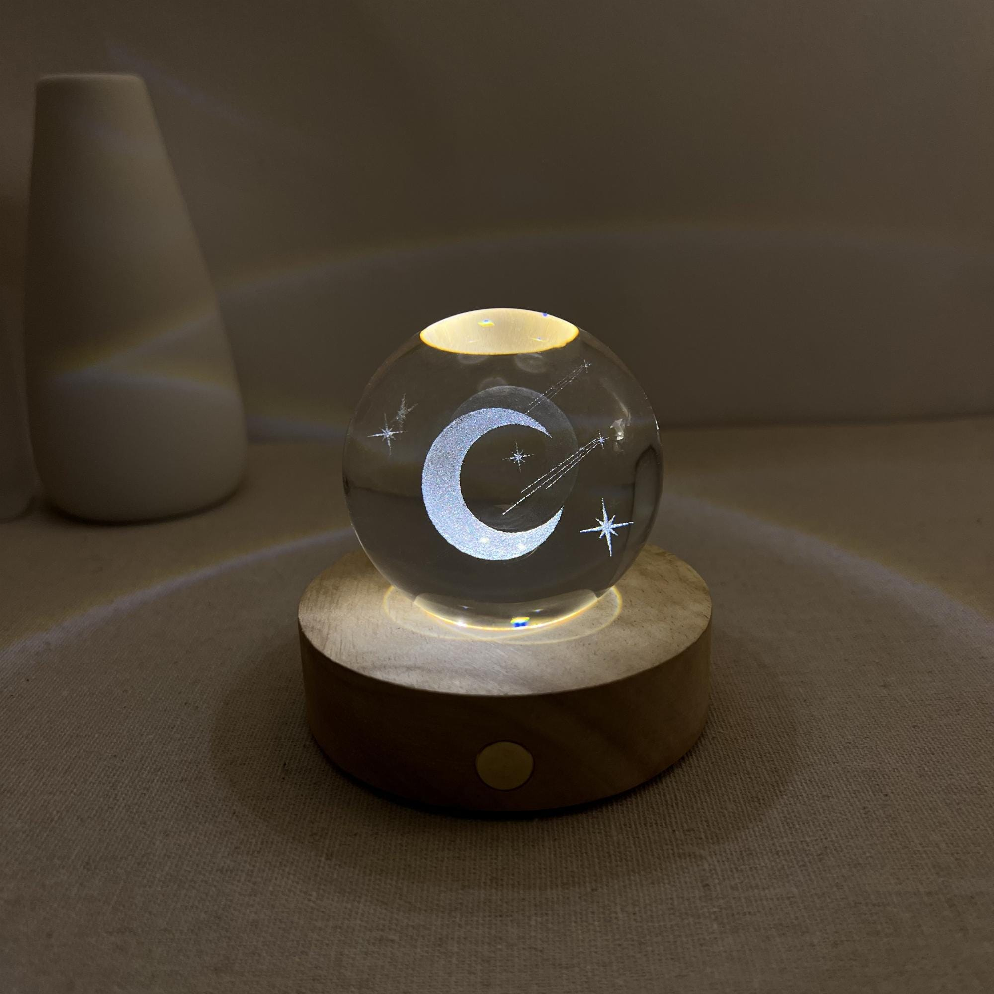 Illuminated Crescent Moon Crystal Ball Night Light - Image 5