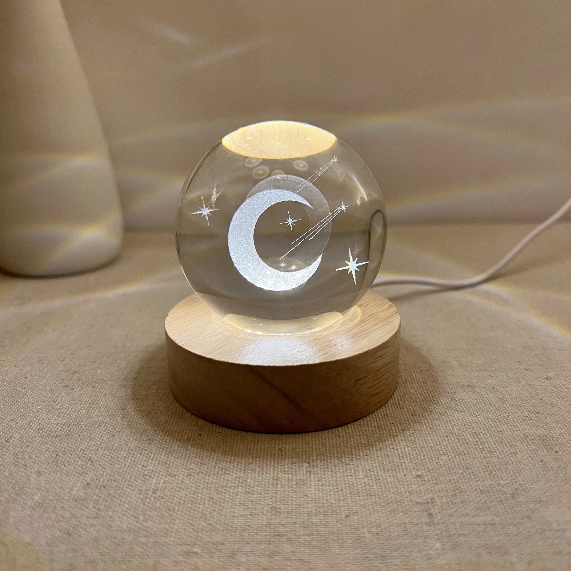 Illuminated Crescent Moon Crystal Ball Night Light - Image 4