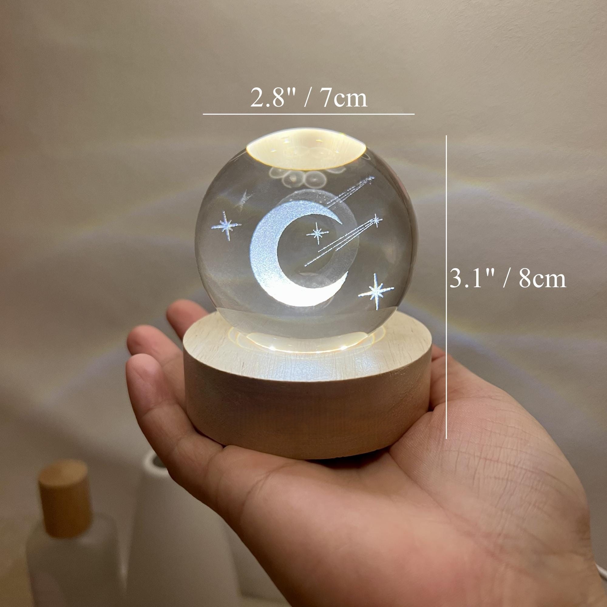 Illuminated Crescent Moon Crystal Ball Night Light - Image 2