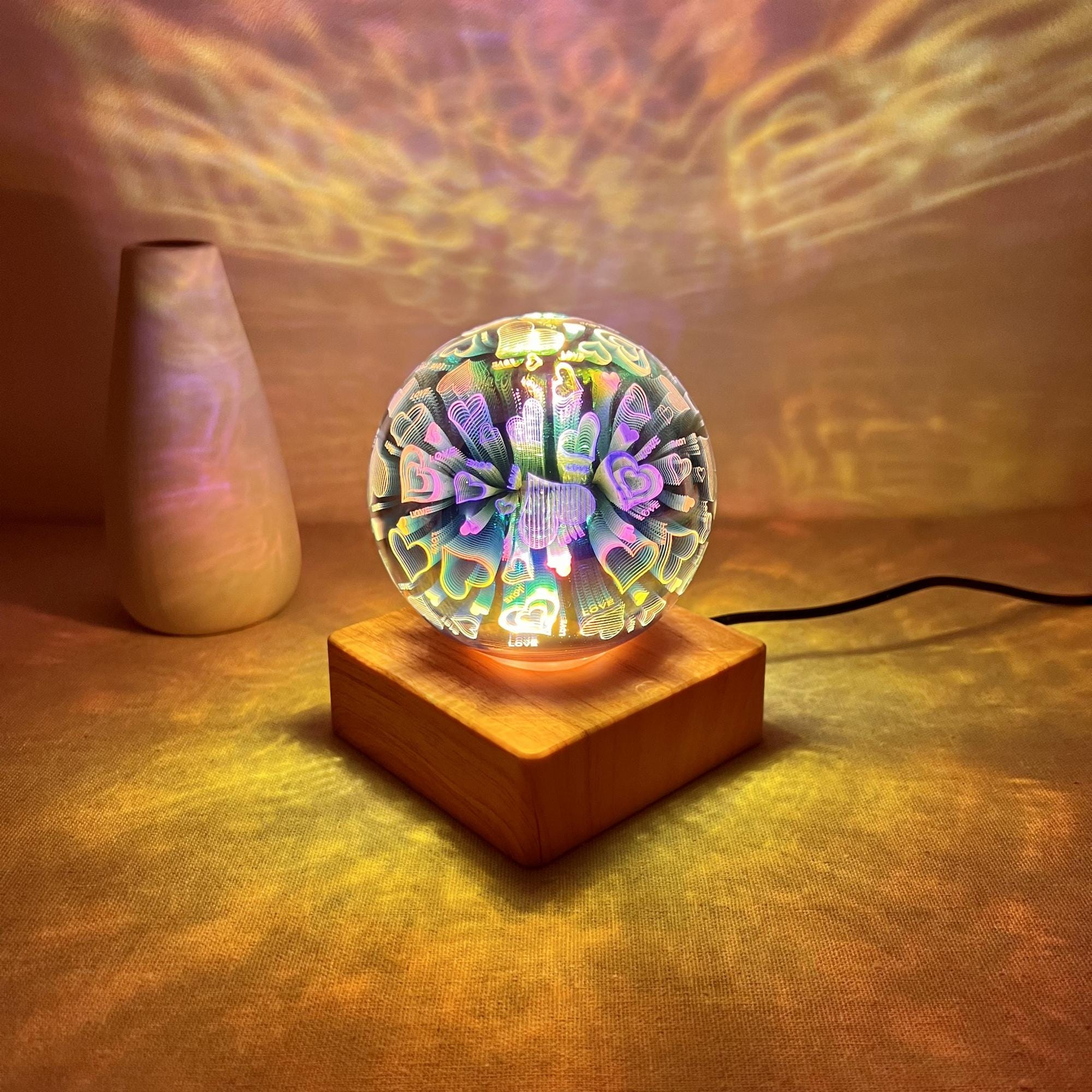 Illuminated Mushroom & Hearts Crystal Ball Night Light - Image 2
