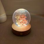 lluminated Pink & White Flower Crystal Ball Night Light